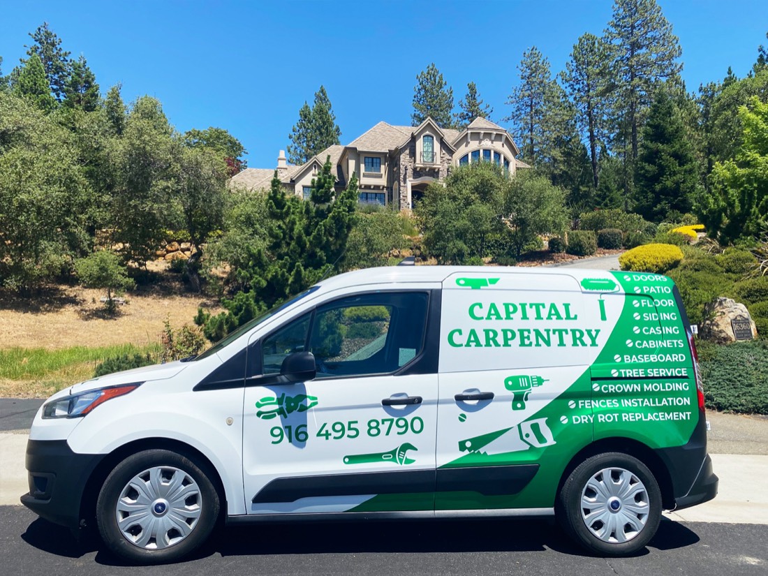 Capital Carpentry commercial fleet wrap by Art Printing Vehicle Wraps, Sacramento