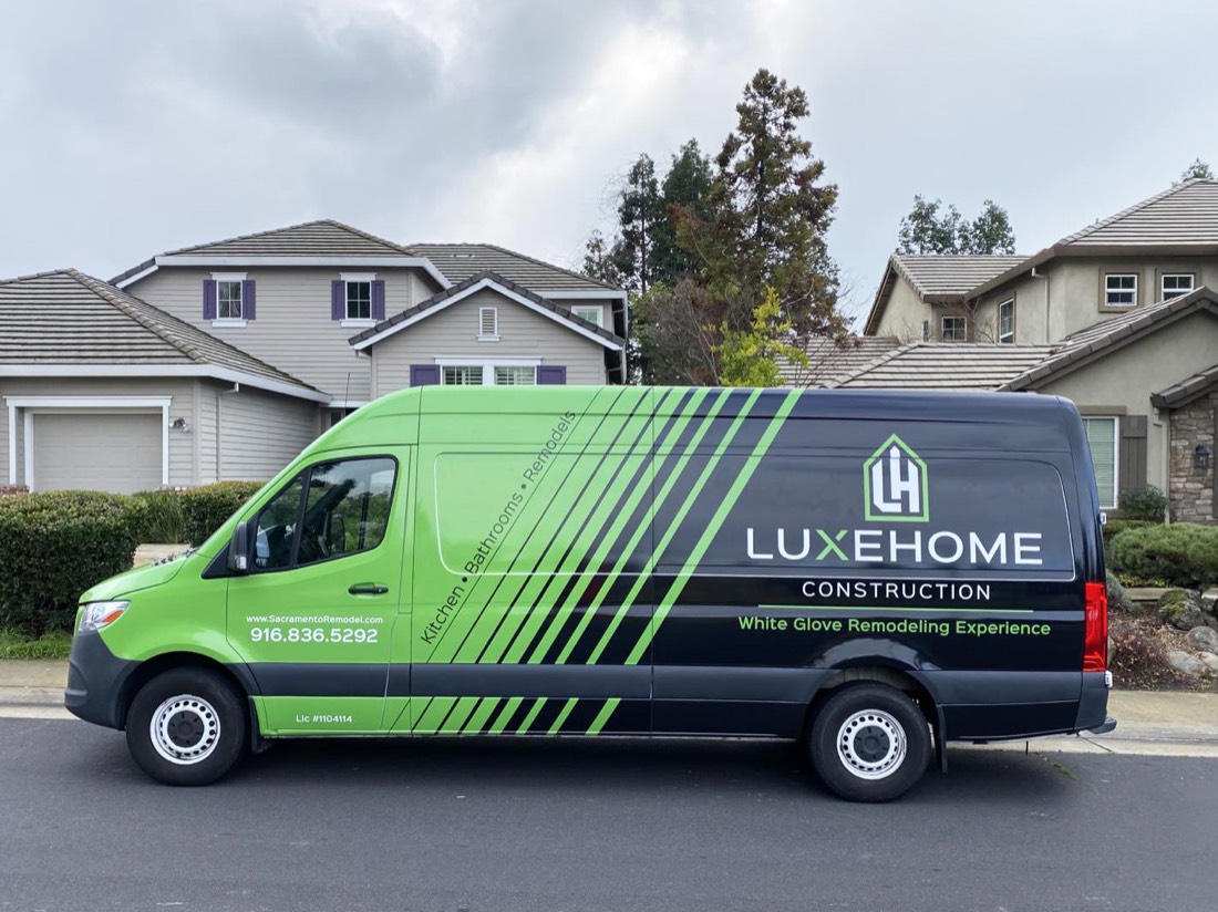 Lux Construction commercial truck wrap, Sacramento
