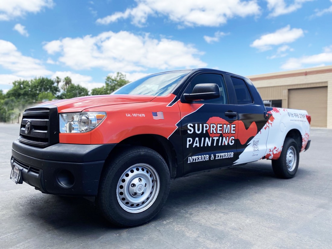 Supreme Painting commercial fleet wrap by Art Printing Vehicle Wraps, Sacramento